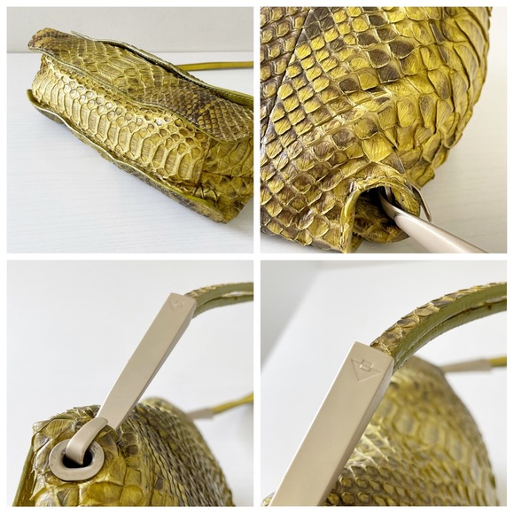 ❤️SOLD❤️Bottega Veneta yellow snakeskin leather vintage shoulder bag - Picture 5 of 13